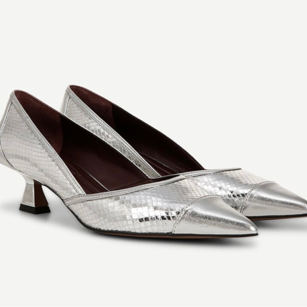 Franco Sarto Darcy Pump Metallic Silver Pointed Heels